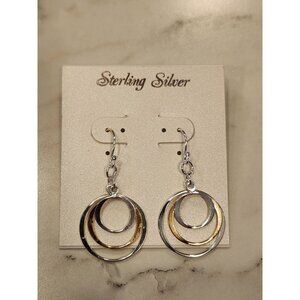 Sterling Silver & Gold-Tone Triple Circle Dangle Earrings